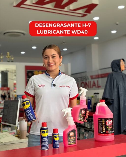 +COPY H-7 + WD40 
Toda maquina requiere lubricación y buena limpieza, ¿que tal si le sumas una protección adecuada? 👀
 🧽 H-7 para remover grasa y suciedad.
 🔧 WD-40 para lubricar y ayudar a proteger contra el óxido y la corrosión.
Dos aliados que juntos hacen más fácil el mantenimiento de herramientas, vehículos, maquinaria y mucho más. Arma tu dupla de mantenimiento en Ferretería Colonial.

🔧 Somos Ferretería Colonial 🏆 Precio, Calidad y Confianza 💯
☎️ Villavicencio 3126067909
📧 ventas@ferreteriacolonial.com
🚛 Envíos a nivel nacional
Facebook: ferreteria.colonial
TikTok: @ferreteriacolonial
Web: www.ferreteriacolonial.com
#FerreteriaColonial #H7 #DesengrasanteH7 #WD40 #Mantenimiento #Lubricante #Desengrasante #Herramientas #Taller #Mecanica #Ferreteros #SurtidoFerretero #Ferreteria #Colombia #Villavicencio #ReelsColombia